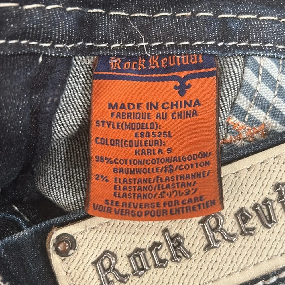 Rock Revival Karla Skinny Jean 27 Embellished Bling Low Rise Dark Wash - Picture 9 of 16